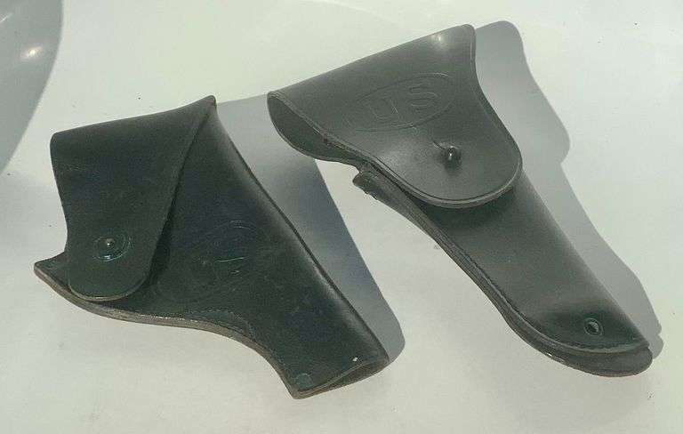 2 Black Leather U.S. Pistol Holsters image
