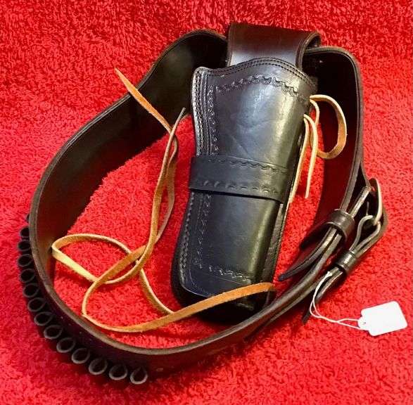 Black Leather Cartridge Belt and Holster image