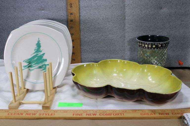 MIS vtg California Pottery #297, 4-NIKKO "Evergreen", Vase image