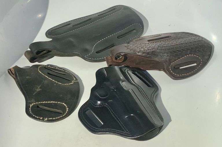 4 Black Leather Pistol Holsters image