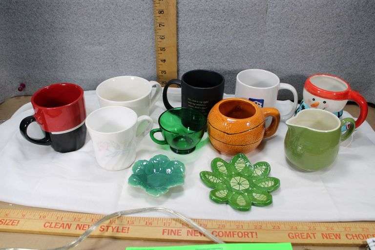 9 Cups & 2 misc Ceramic (coasters) image