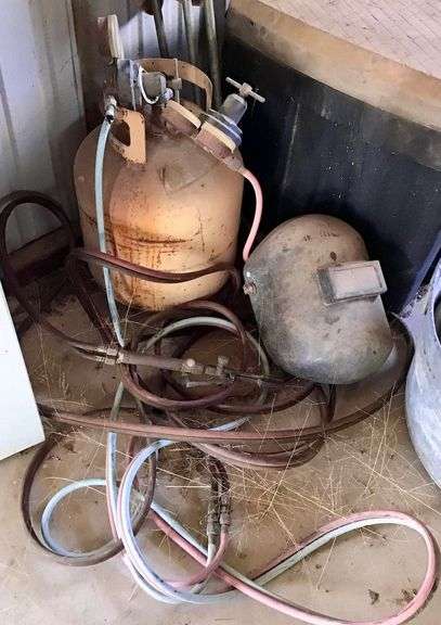 Shop Made Torch Rig with Welding Helmet image