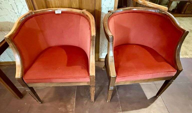 2 Chairs with Walnut Rust Velvet Seats image