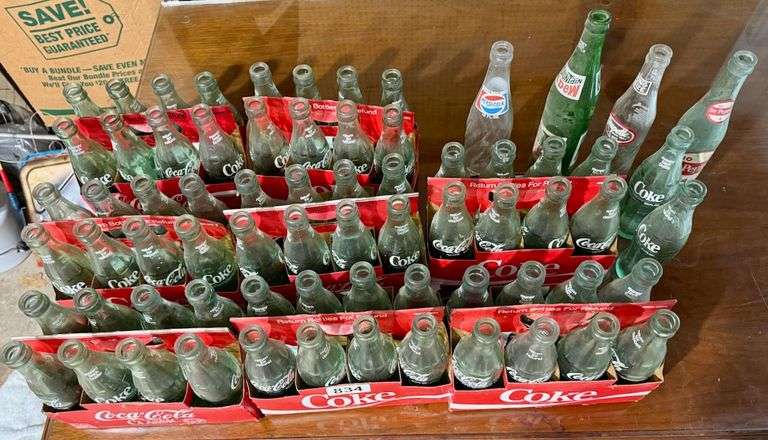 66 Glass Coke Bottles, 1-Dr Pepper, 1-Pepsi Cola,1-Mountain Dew, 1-Grapette image