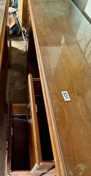 Large Solid Wood Credenza w/Glass Top image