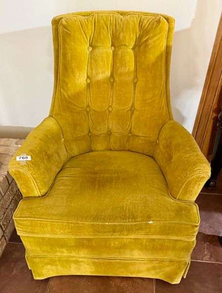 Green Velvet High Back Arm Chair image