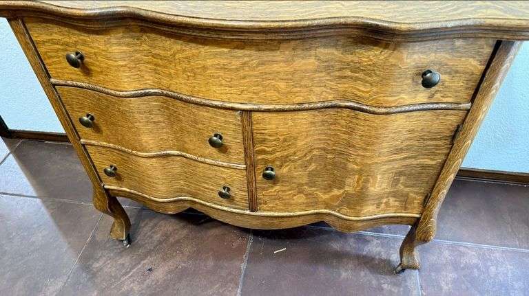 Antique Solid Oak Chest image
