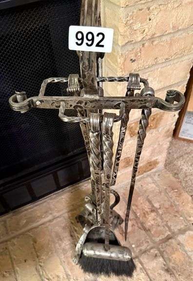 Metal Fireplace - 4 Tools and One Stand image