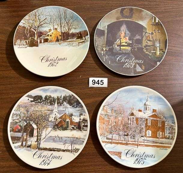 4 Collector Christmas Plates by David Coolidge from 1972-1975 image