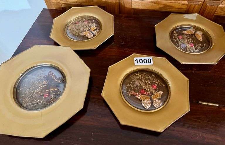 4 Gold Butterfly Plates - 1 Large, 3 Medium image