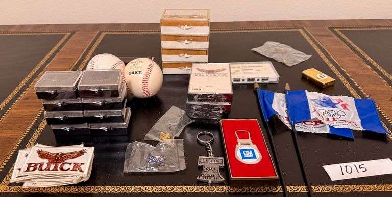 Assorted Buick Hawk Pens, Patches, Cufflinks, Keychains, Flags, Lighter image