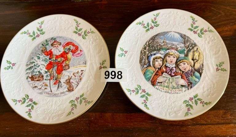 2 Plates, Lenox Christmas Plates 1981-1982 image