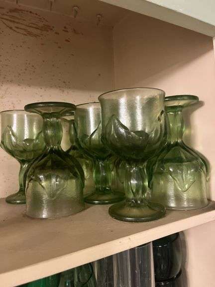 Green Glass and Acrylic Drinkware