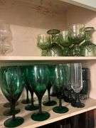 Green Glass and Acrylic Drinkware