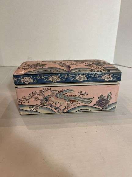 Decorative Trinket Box with Bird and Floral Design image
