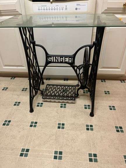 Singer Sewing Machine Base Glass Top Table image