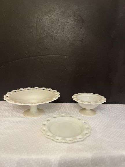 Milk Glass Pedestal Dish Set image