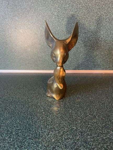 Figural Brass Mouse Statue with Long Ears image