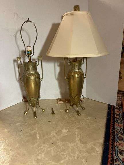 Pair of Ornate Brass Urn Table Lamps image