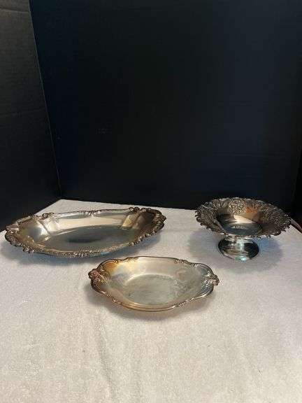 Assorted Silver Plated Decorative Trays and Bowls image