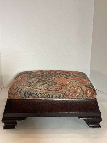Upholstered Footstool with Floral Design image