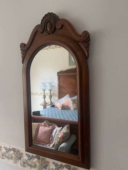 Ornate Wood Framed Wall Mirror image