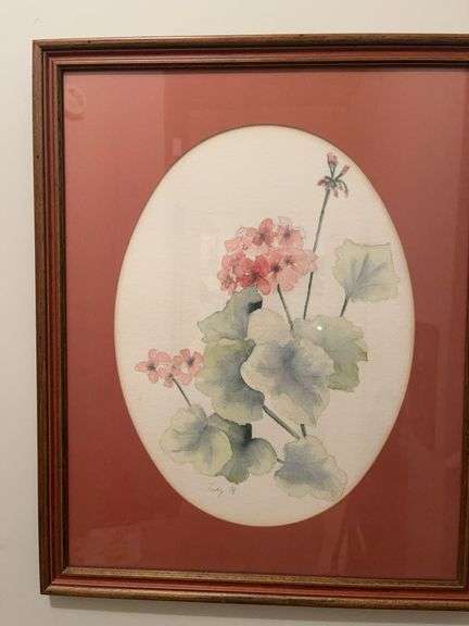 Framed Floral Watercolor Painting Signed 'Judy '76' image