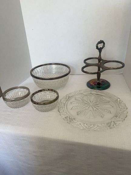 Glass Bowls, Plate, and Decorative Stand image