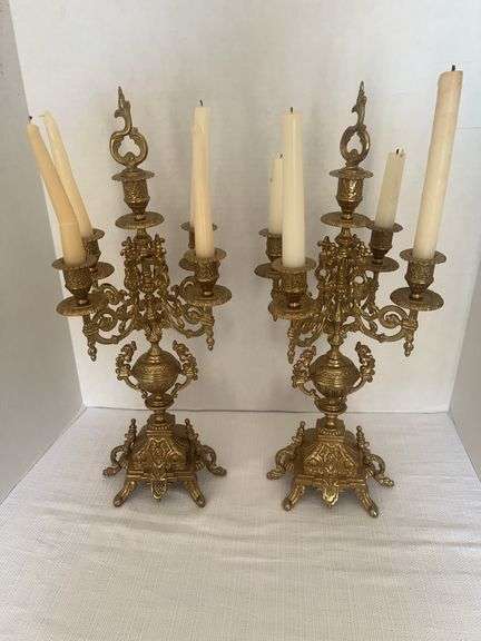 Pair of Ornate Metal Candelabras image