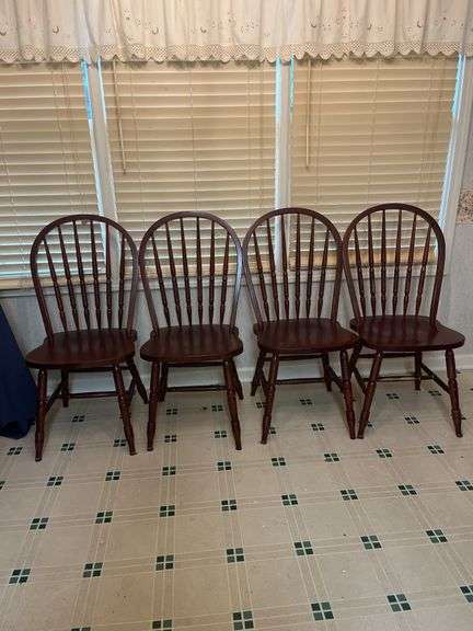Set of Four Spindle Back Dining Chairs image