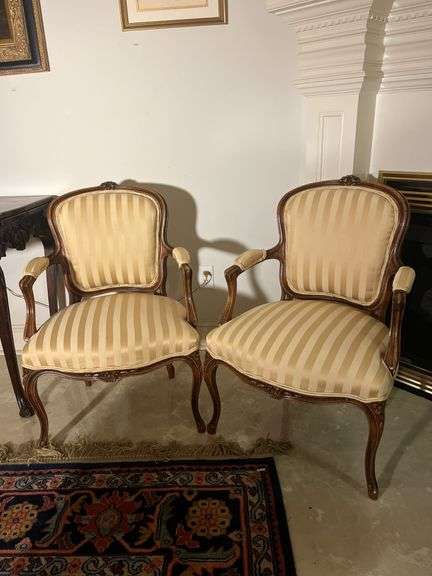 Pair of Accent Chairs with Striped Upholstery image