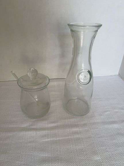 Glass Carafe and Sugar Bowl with Lid and Spoon Set image