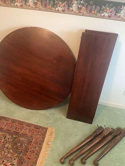 Round Wooden Dining Table with 2 leaves image
