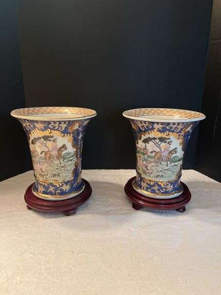 Pair of Andrea by Sadek Vases with Hunting Scene image