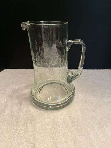 Floral Etched Glass Pitcher image