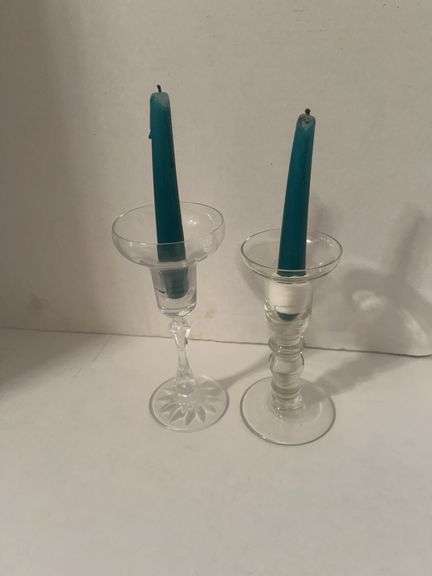 Pair of Glass Candle Holders image