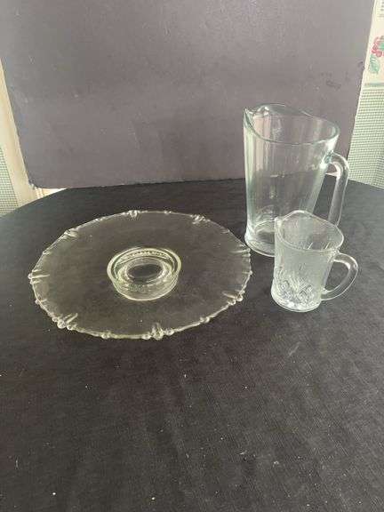 Glass Serving Platter with Pitcher Set image