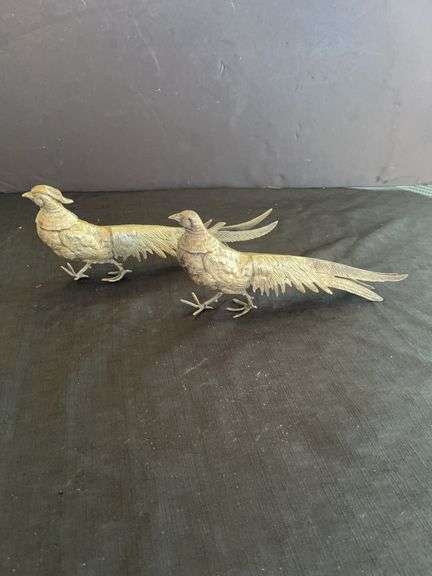 Pair of Metal Pheasant Bird Figurines image