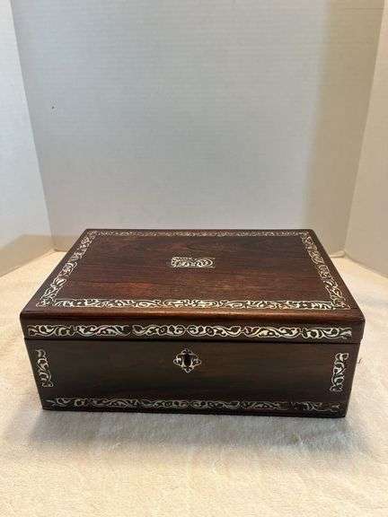 Inlaid Wooden Writing Box with Accessories image
