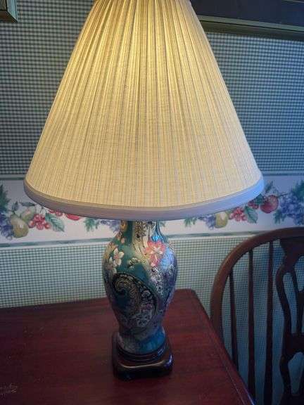 Floral Table Lamp with Pleated Shade image