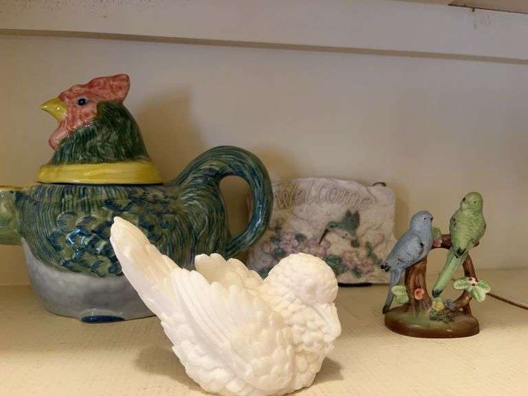 Assorted Decorative Ceramic Figurines and Teapot image