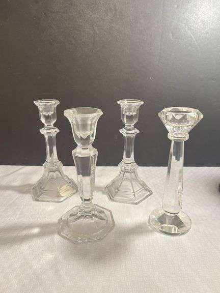 Set of Four Glass Candlestick Holders image