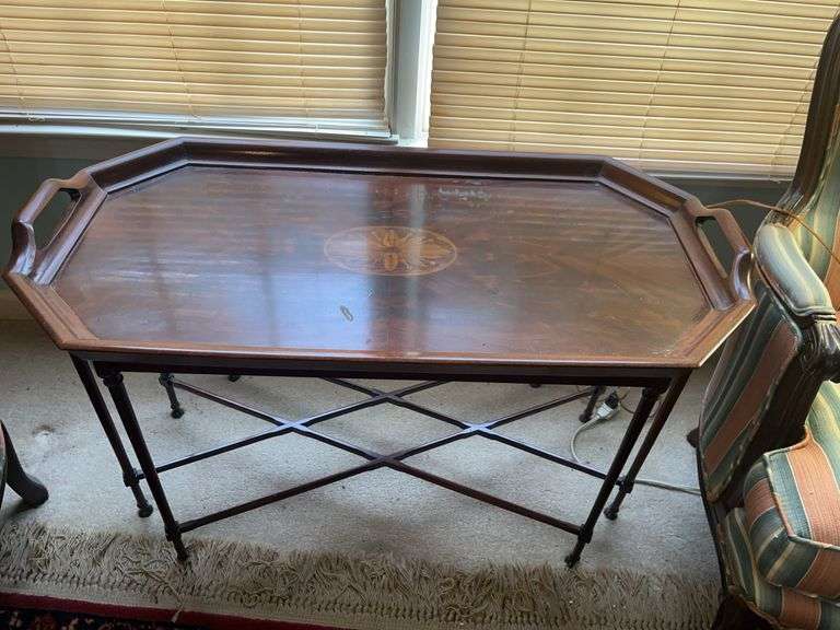 Inlaid Mahogany Butler's Tray Table image