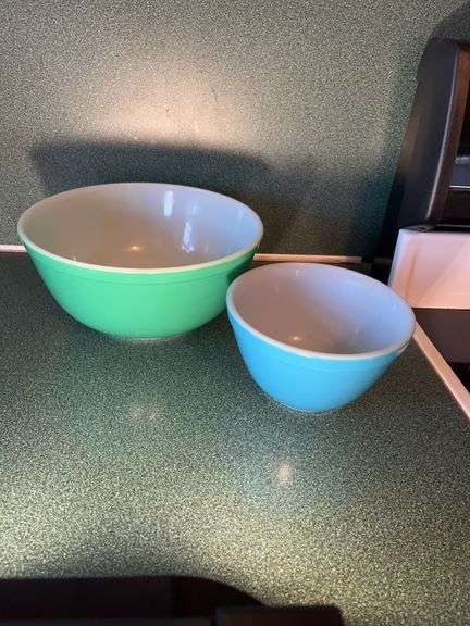 (2) Colored Glass Mixing Bowls image