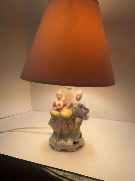Figural Porcelain Table Lamp with Shade image