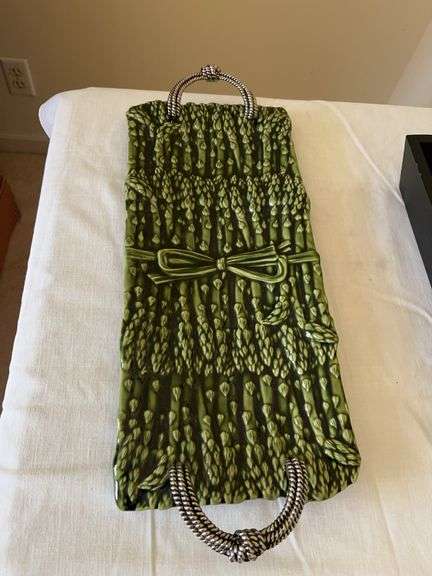 Mud Pie Asparagus Serving Tray with Metal Handles image