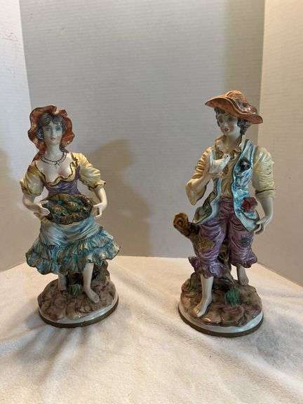 Pair of Vintage Made in Italy Porcelain Figurine Statues image
