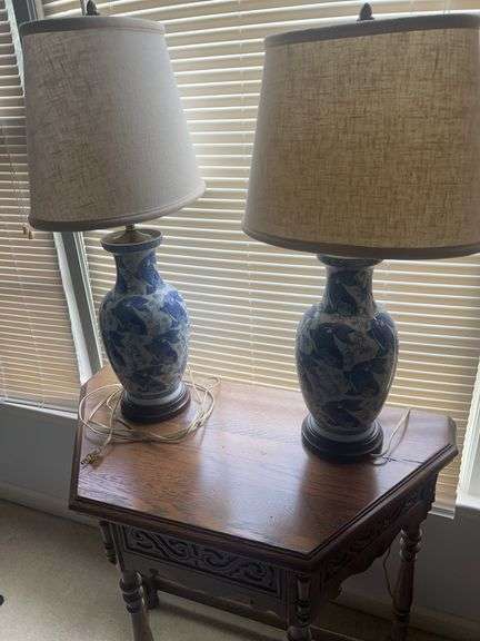 Pair of Decorative Lamps with Fish Pattern image