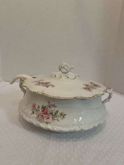 Homer Laughlin Hudson Rose Floral Soup Tureen with Ladle and Lid image