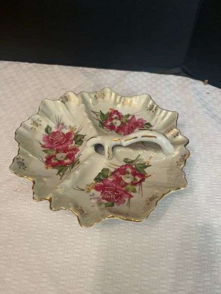 Floral Porcelain Divided Serving Dish with Handle image